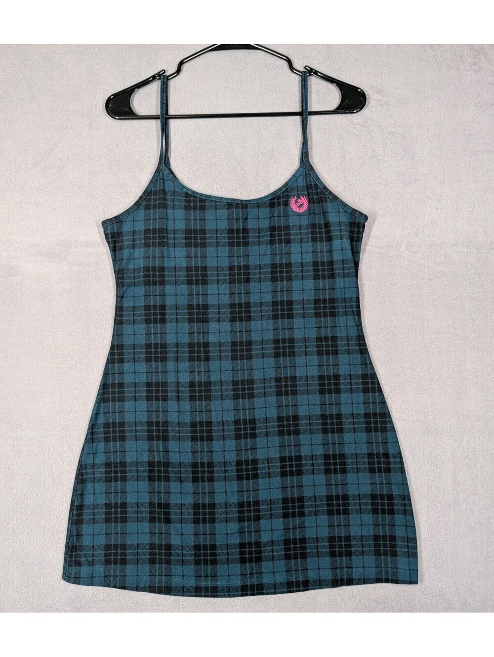 Pink Victorias Secret Womens M Blue Plaid Sleep Dress Cami Nightgown Preppy Y2K
